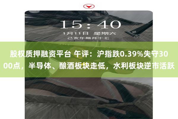 股权质押融资平台 午评：沪指跌0.39%失守3000点，半导体、酿酒板块走低，水利板块逆市活跃