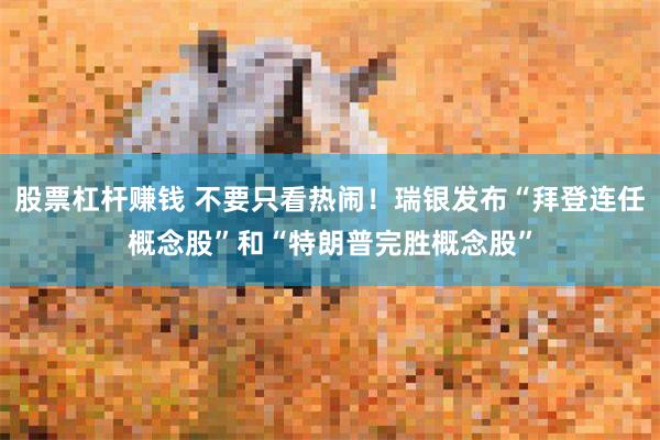 股票杠杆赚钱 不要只看热闹！瑞银发布“拜登连任概念股”和“特朗普完胜概念股”